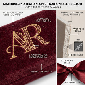 Scatola Regalo di Lusso Personalizzata in Velluto Bordeaux con Chiusura Magnetica e Monogramma in Lamina d'Oro per Inviti di Nozze e Confezioni <span class=keywords><strong>VIP</strong></span> PR - Product Image 2
