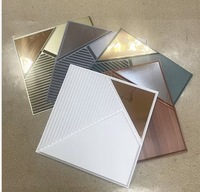 Panel Dinding PVC 3D Geometris Bergaris Emas Putih MORLENX D178 1 500x500mm, Dekorasi Interior untuk Rumah, Hotel, Kantor
