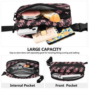 Bolsa de Cintura para Mujer con Diseño de Flor de Puakenikeni Rosa Hawaiana, Bolsa de Gimnasio Personalizada, Impermeable, de Nailon, con Logotipo - Product Image 4