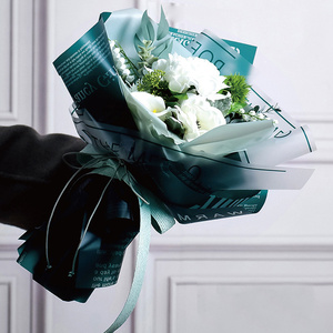 Fábrica Shinewrap Venta al por mayor de papel de regalo de flores de película mate con texto <span class=keywords><strong>en</strong></span> inglés papel de embalaje de floristería elegante papel translúcido - Product Image 1