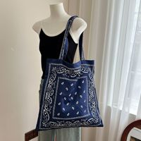 Nouvel Arrivage Sac Fourre-tout en Toile Imprimé Paisley Motif Fleur de Cachemire Style Ethnique Polyvalent Grande Capacité Sac à Bandoulière et Porté Épaule