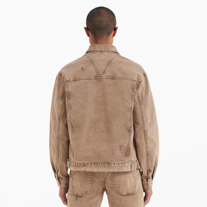 Vente chaude populaire coton Spandex Vintage <span class=keywords><strong>pierre</strong></span> lavage épais matériel Denim hommes vêtements de rue en plein air Denim veste - Product Image 6