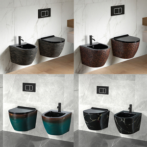 Nouveau rond sans monture chasse d'eau <span class=keywords><strong>murale</strong></span> Wc cuvette de toilette en céramique à la main décor à la maison salle de bain sanitaire mur suspendu ensemble de toilette - Product Image 1