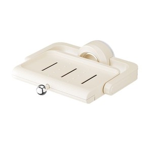 Jabonera cremosa con ventosa para montaje en pared, rectangular, de ABS, diseño minimalista, soporte giratorio para lavabo de baño - Product Image 4