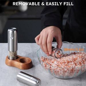 Mini Electric Salt and <b>Pepper</b> <b>Grinder</b> Set USB Rechargeable Silver Stainless Steel Eco-Friendly - Product Image 3