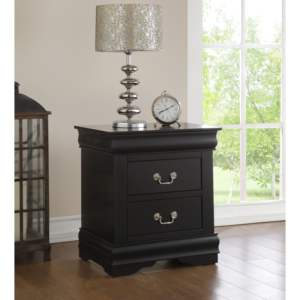 Mesita de noche de lujo moderna DB Louis Philippe con acabado negro de madera maciza y material acrílico para uso en dormitorio o apartamento - Product Image 1