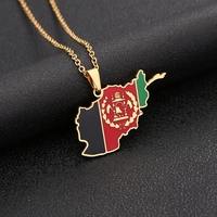 Collier pendentif en acier inoxydable pour femmes et hommes, couleur or et argent, charme tendance, bijoux afghans, cadeau, nouvelle carte du Afghanistan, drapeau