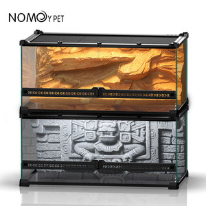 Terrario <span class=keywords><strong>de</strong></span> Vidrio para <span class=keywords><strong>Reptiles</strong></span> con Fondo 3D para Dragones Barbudos, Lagartos, Serpientes y Geckos - Product Image 3