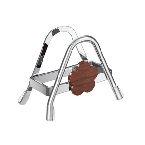 ชั้นวางเขียงโลหะพร้อมที่จับไม้สำหรับจัดเก็บในครัว ที่วางมีดและฝาหม้อ - Product Image 1