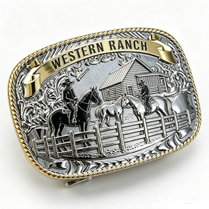 Boucle de ceinture de cowboy western personnalisée en alliage de zinc avec émail souple, découpe et impression, thème Amour, design vintage pour hommes - Product Image 6