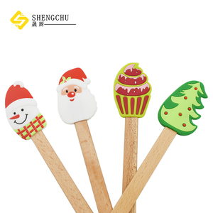 Espátula de Silicona con Mango de Madera para Regalo de Navidad para Reposteros, Raspador de Tazones de Cocina, Apto para Mezclar Crema con Mantequilla - Product Image 6