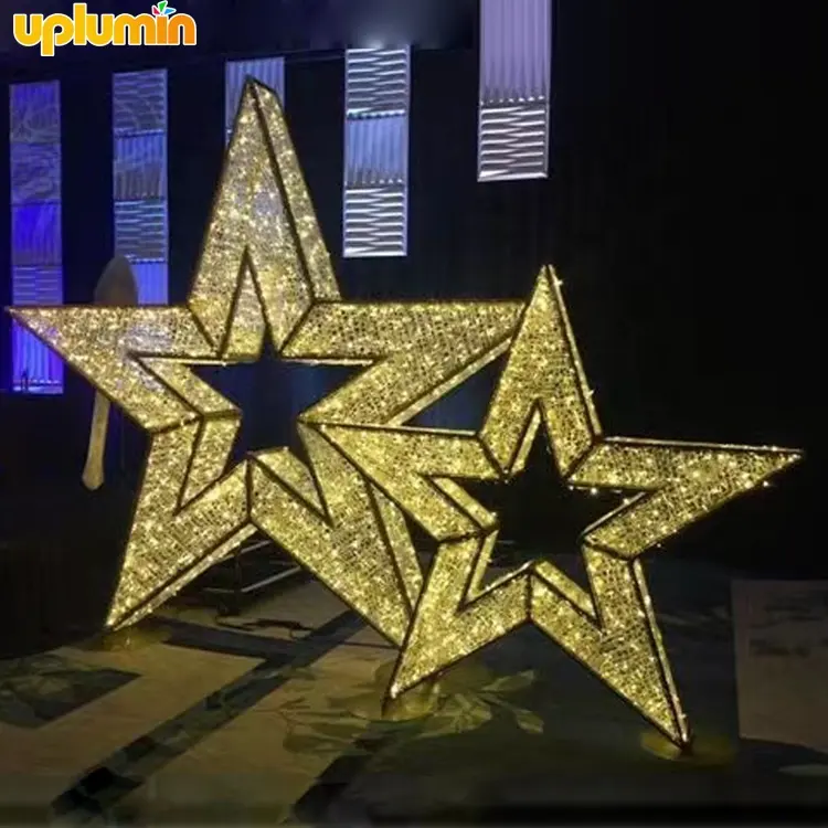 High Quality Commercial Lighting 3D star 2m Christmas Motif Lights outdoor christmas decorations