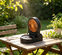 Mini ventilateur rechargeable carré, ventilateur de bureau à fort vent, réglable, portable, ventilateur de camping, fonction radio