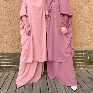 Eid-Conjunto de ropa larga musulmana para rezar, traje Abaya, pantalón, Túnica islámica, caftán, Jilbab, Djellaba, 2 piezas