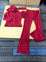 Ensemble de vêtements de sport sur mesure OEM pour femmes, veste à capuche en tricot uni et pantalon long, survêtement décontracté, Ropa De Mujer