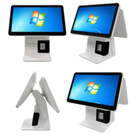 Sistema POS Táctil Combinado con Impresora de Recibos y Escáner de Códigos, Pantalla Táctil Capacitiva Dual con Bluetooth/Wi-Fi 6, Garantía de 3 Años