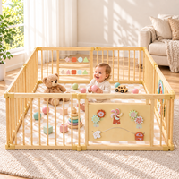 Parc de jeu pour bébé en bois massif de qualité supérieure, parc de jeu modulaire robuste pour tout-petits, parc de jeu intérieur non toxique et sécurisé