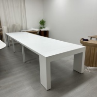 Table à manger extensible en bois massif 2026, transformable de table d'angle en table rectangulaire, mobilier de salle à manger élégant et minimaliste, 4 à 14 places