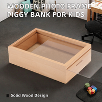 Cadre photo en bois en forme de boîte de 7 pouces, tirelire, cadeau pour enfants, décoration de la maison, sans serrure, durable, MADIHA ART and CRAFTS MAC-WPF44