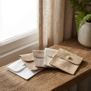 Bolsa de Embalaje para Joyería y Collares, de Microfibra de Lujo, Personalizada con Impresión OEM, Portátil, Tipo Sobre, Dorada, Venta al Por Mayor - Product Image 5