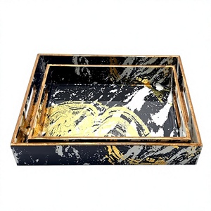 Handcrafted Premium <b>Solid</b> <b>Wood</b> Storage & Food Serving Tray Dishwasher Safe Single Tier for Bathroom Kitchen Hotel & Restaurant - Product Image 1