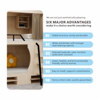 Lit superposé double sécurisé avec rangement et barrières de protection pour garantir la sécurité de deux enfants partageant un lit superposé
