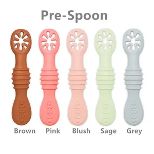 BHD Soft-Tip Easy on Gums First Stage BPA Free Food Grade Silicone Baby Infant Training Feeding Spoons for Kids Toddlers