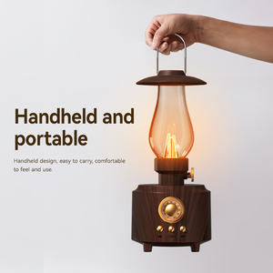 โคมไฟน้ำมันก๊าดวินเทจ C-201 สไตล์ไฮไฟไร้สายสำหรับลำโพง 5W ใช้พลังงานไฟฟ้ากระแสตรง ของขวัญน่ารัก สายชาร์จแบบ C ช่องใส่การ์ด TF ไฟ RGB - Product Image 4