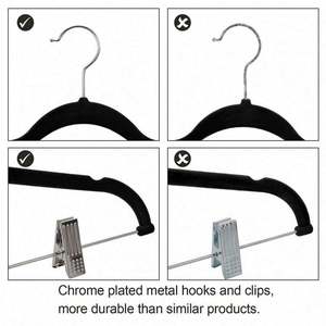 Cintre à pantalons pour adultes à clip amovible, en plastique antidérapant, pratique pour le séchage, design floqué pour cintres en tissu velours, vente en gros - Product Image 2