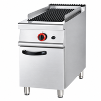 Grill à gaz propane professionnel avec plancha en acier inoxydable et armoire pour restaurant, traiteur et cuisine