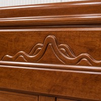 Cadre de lit en bois massif noyer brun avec tête de lit sculptée en arc et tiroirs de rangement sous le lit, disponible en tailles King et Queen
