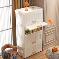 Organizador de Ropa Rectangular de Plástico Moldeado por Inyección, Plegable, de 6 Niveles, con Tapa, Capacidad de 35L, Estilo Americano, Personalizable