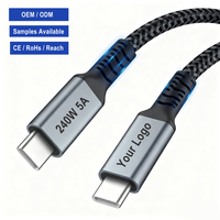 Cable de Carga Rápida Tipo C a C, 240W 5A PD 3.1, Cable de Datos, 1m 2m 3m, Cable USB Tipo-C Personalizado de Nailon Trenzado de Alta Calidad