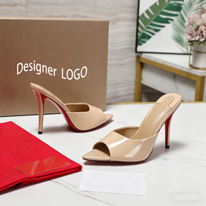 Women Outdoor for Luxury Genuine Leather Pointed Toe High Heel Stiletto Mules Designer Sandal Summer Fashion Heeled - Product Image 6