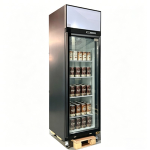 Refrigerador vertical de acero inoxidable con una sola puerta de vidrio, compresor superior, enfriador comercial para supermercado - Product Image 1