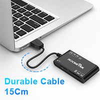 Lector de Tarjetas de Memoria Múltiple Rocketek 6 en 1 USB MMC MS M2, Lector de Tarjetas Inteligentes con Chip SIM para Identificación Gubernamental