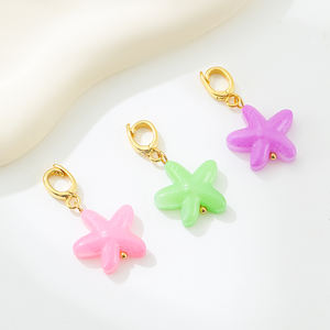 カラフルなヒトデユニバーサルバックルビンテージガラスチャームペンダントDIYアクセサリー - Product Image 2