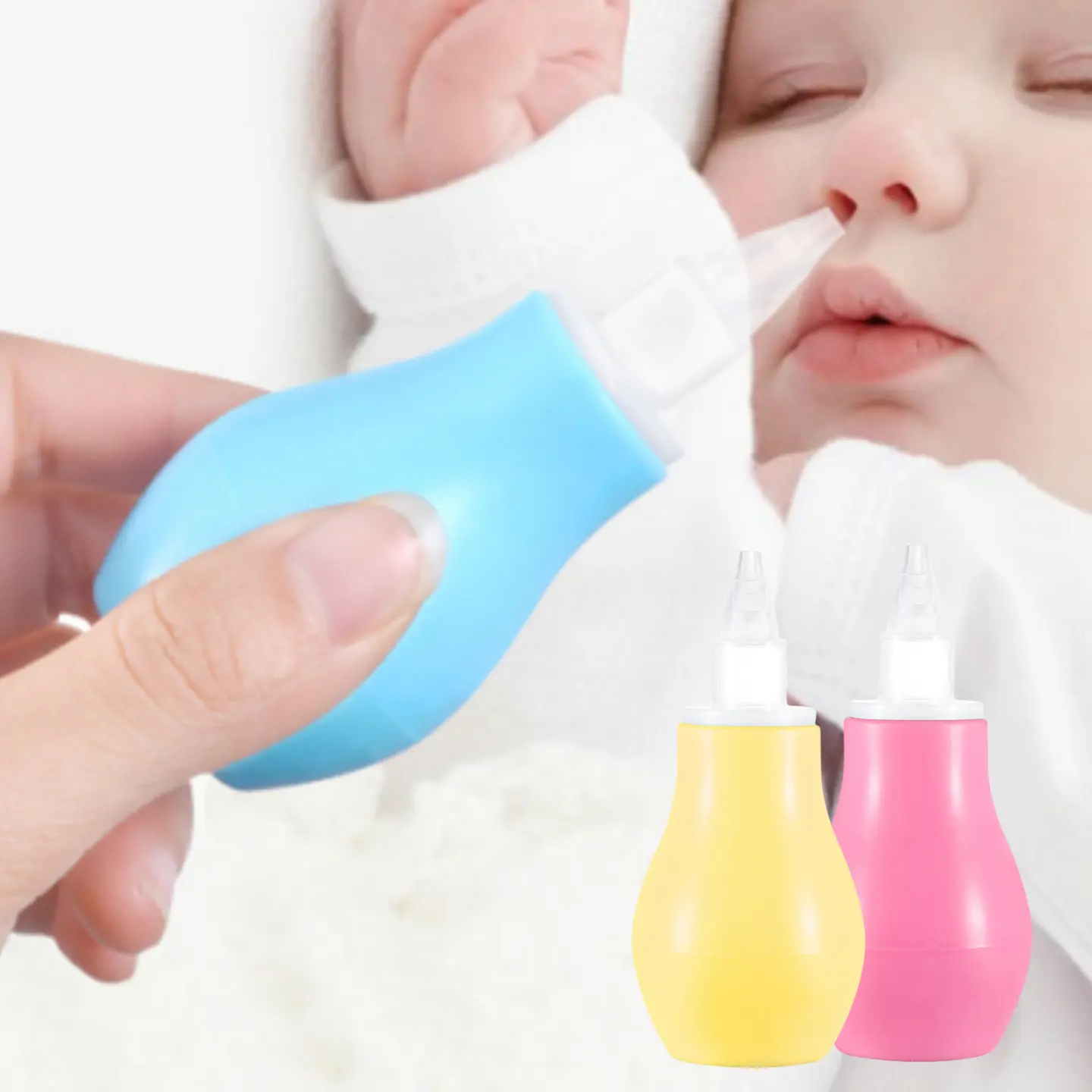 Silicone Macio E Seguro Bebê Aspirador Nasal Vacuum Nose Cleaners Ear Seringa Redonda Twister Bulb Design Para Crianças Infantes