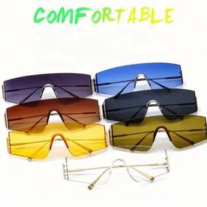 Nouvelles lunettes de soleil tendance pour femme, monture large, dégradées, en métal, protection UV400, style rectangulaire surdimensionné, sport, 2021 - Product Image 3