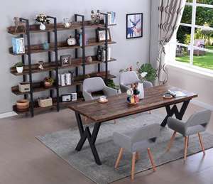 Estantería de madera con marco de metal, estantería para libros, estante de almacenamiento - Product Image 5