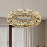 Lustre en verre de luxe léger en titane doré, bande lumineuse LED contemporaine pour plafond, salon, chambre, salle à manger, hall