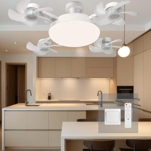 <span class=keywords><strong>Ventilador</strong></span> de <span class=keywords><strong>Techo</strong></span> 2 en 1 con Lámpara, <span class=keywords><strong>Ventilador</strong></span> de <span class=keywords><strong>Techo</strong></span> con 3 o <span class=keywords><strong>4</strong></span> <span class=keywords><strong>Aspas</strong></span> Enroscables, con Control Remoto, 3 Velocidades Ajustables, Estilo Dron, 50W 60W - Product Image 2