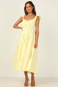 <span class=keywords><strong>Robe</strong></span> mi-longue en coton pour femmes, avec bretelles à volants, cordon de serrage, décolleté carré arrondi, jupe à volants superposés - Product Image 4