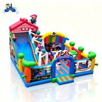 Structure gonflable combinée toboggan et château à rebondir sur le thème de l'océan, aire de jeux gonflable commerciale pour enfants, idéale pour la location lors de fêtes