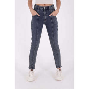 Pantalones Vaqueros de Cintura Alta, Transpirables, con Dobladillo Cosido en la Parte Delantera, Estilo Holgado, Talla XL, Diseño Casual con Estampado y Decoración de Agujeros - Product Image 4