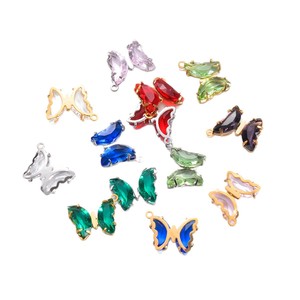 Amuleto de Mariposa de Cristal |   Colgante de Acero Inoxidable con Baño PVD de 18K y Circonitas Cúbicas de Colores para la Creación de Joyería, Collares y Pulseras - Product Image 5