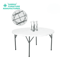 Table pliante ronde en plastique HDPE, table de banquet portable pour la restauration, les fêtes et les événements