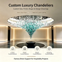 Lustre d'hôtel moderne de luxe sur mesure, en verre cristal, à hauteur réglable, pour hall d'hôtel et escaliers