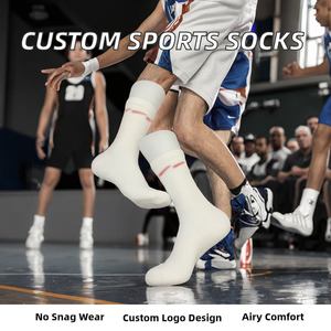 High Quality Spandex <b>Polyester</b> Cotton Fabric Crew Knitted Print Basketball Sports <b>Socks</b> Customized Logo Snagging Resistance - Product Image 2