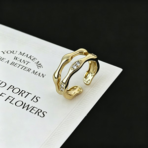 Anillos geométricos modernos chapados en oro y plata con circonita cúbica para mujer, joyería de moda para uso diario, regalo. - Product Image 3